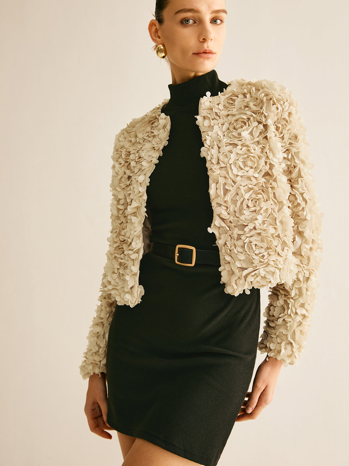 R&B | Beiger Rundhals-Blazer für Frauen