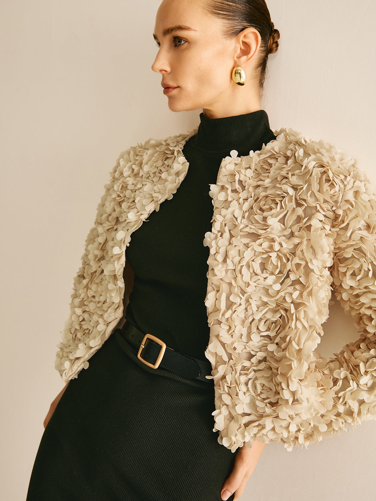 R&B | Beiger Rundhals-Blazer für Frauen