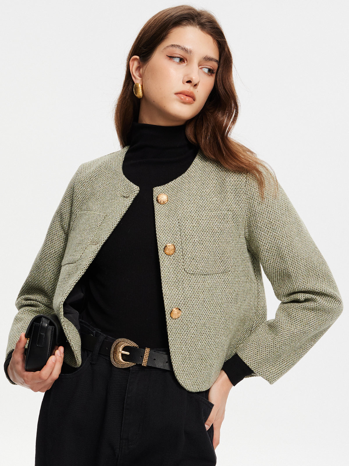 R&B | Hals Taschen Tweedjacke