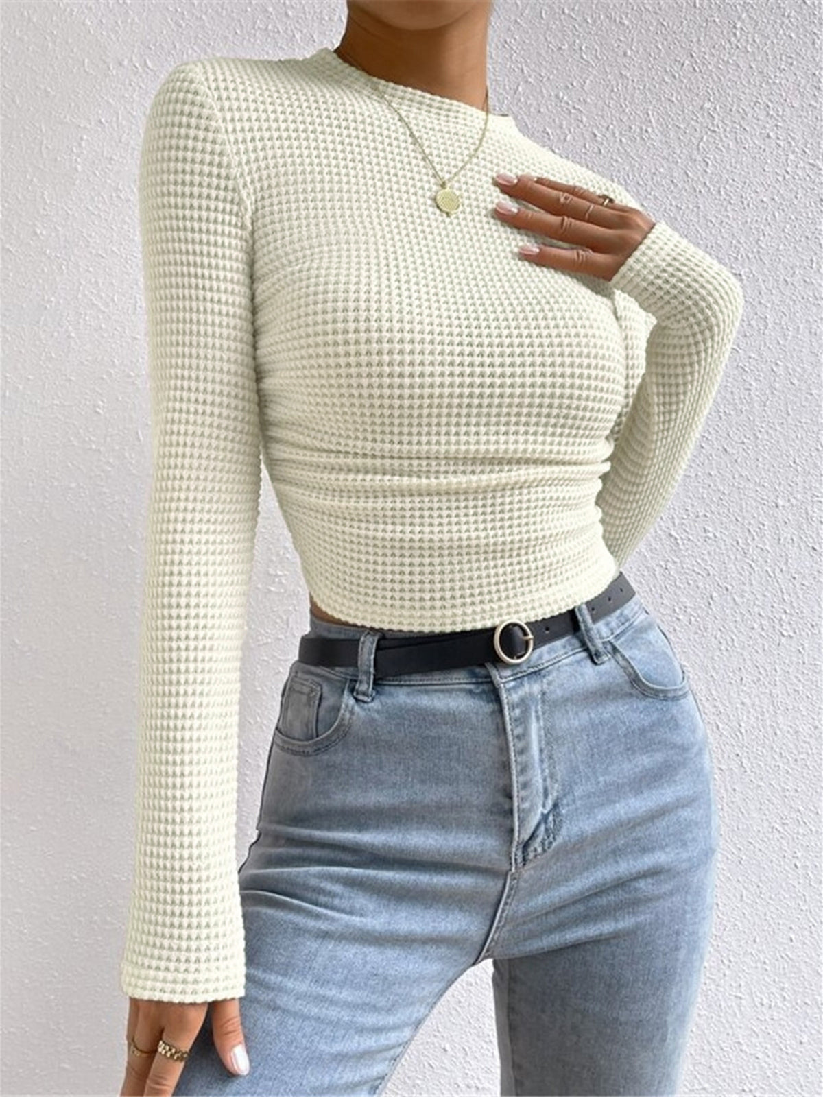 R&B | Slim-Pullover im Waffelmuster
