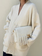 R&B | Strickcardigan mit Perlendetails Oversized Passform Eleganter Komfort