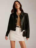 R&B | Knopf PU Leder Kurze Jacke