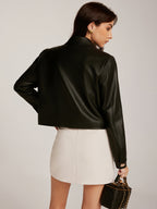 R&B | Knopf PU Leder Kurze Jacke