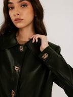 R&B | Knopf PU Leder Kurze Jacke