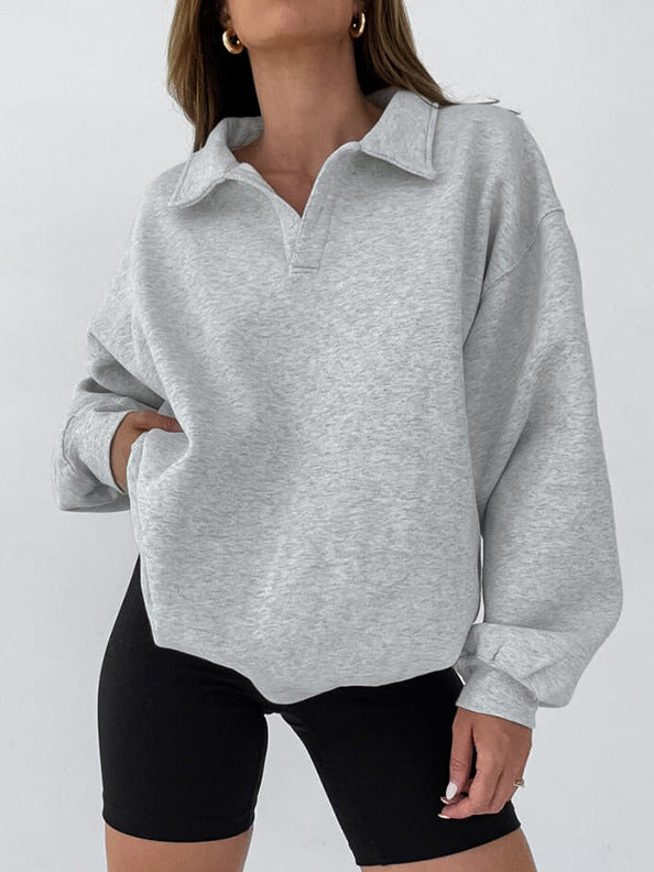 R&B | Sweatshirt mit Kragen Baumwollmischung Lässig und Trendy