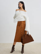 R&B | Off-shoulder Kabelstrick Pullover Unik und Trendy mit Fransen