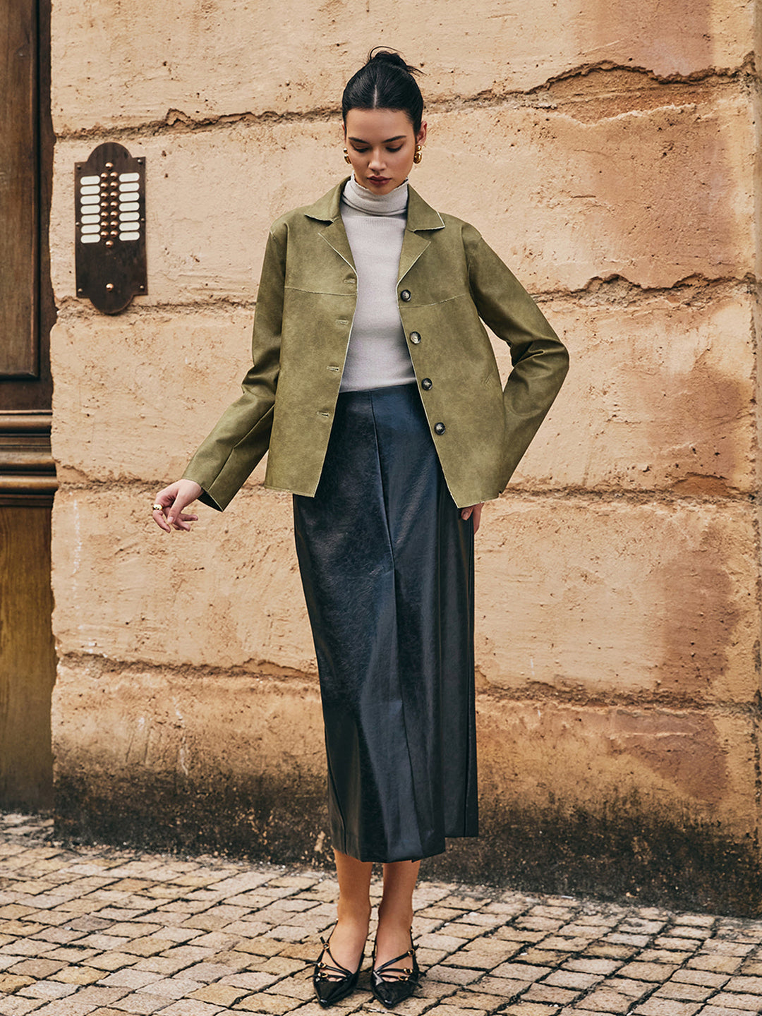 R&B | PU-Leder Gerade Jacke