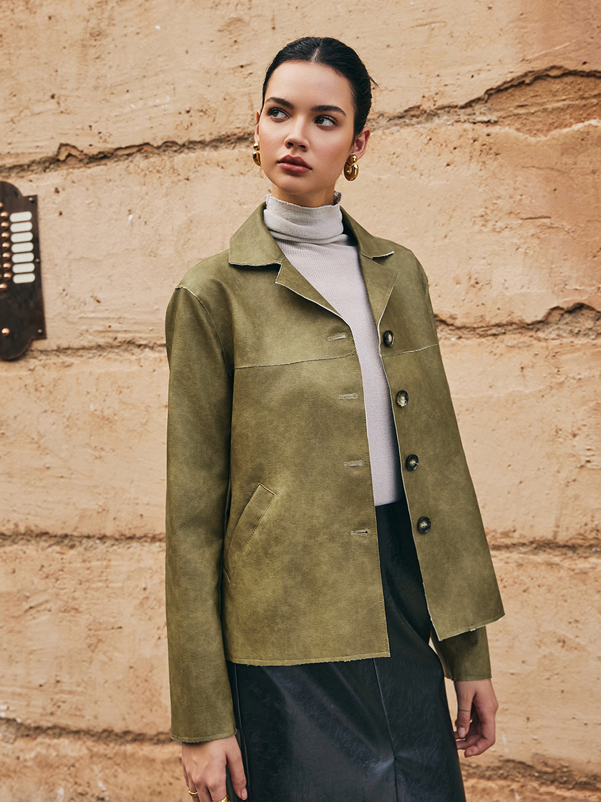R&B | PU-Leder Gerade Jacke