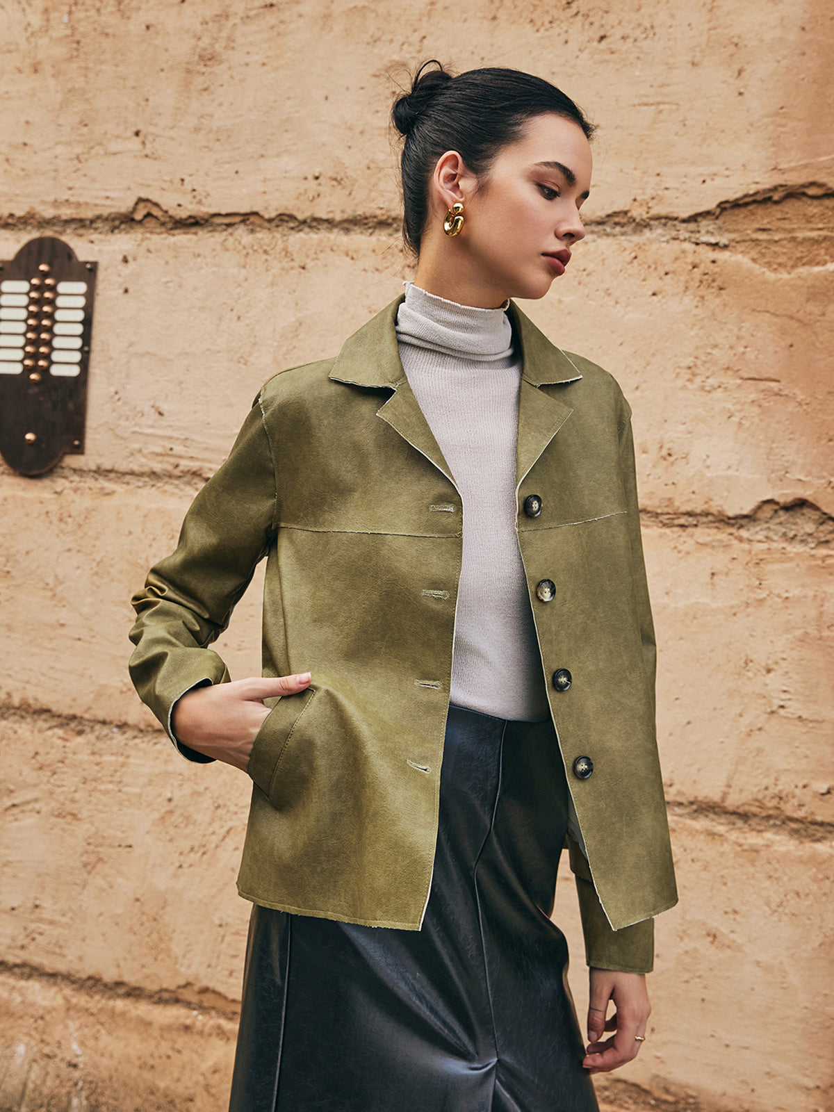 R&B | PU-Leder Gerade Jacke