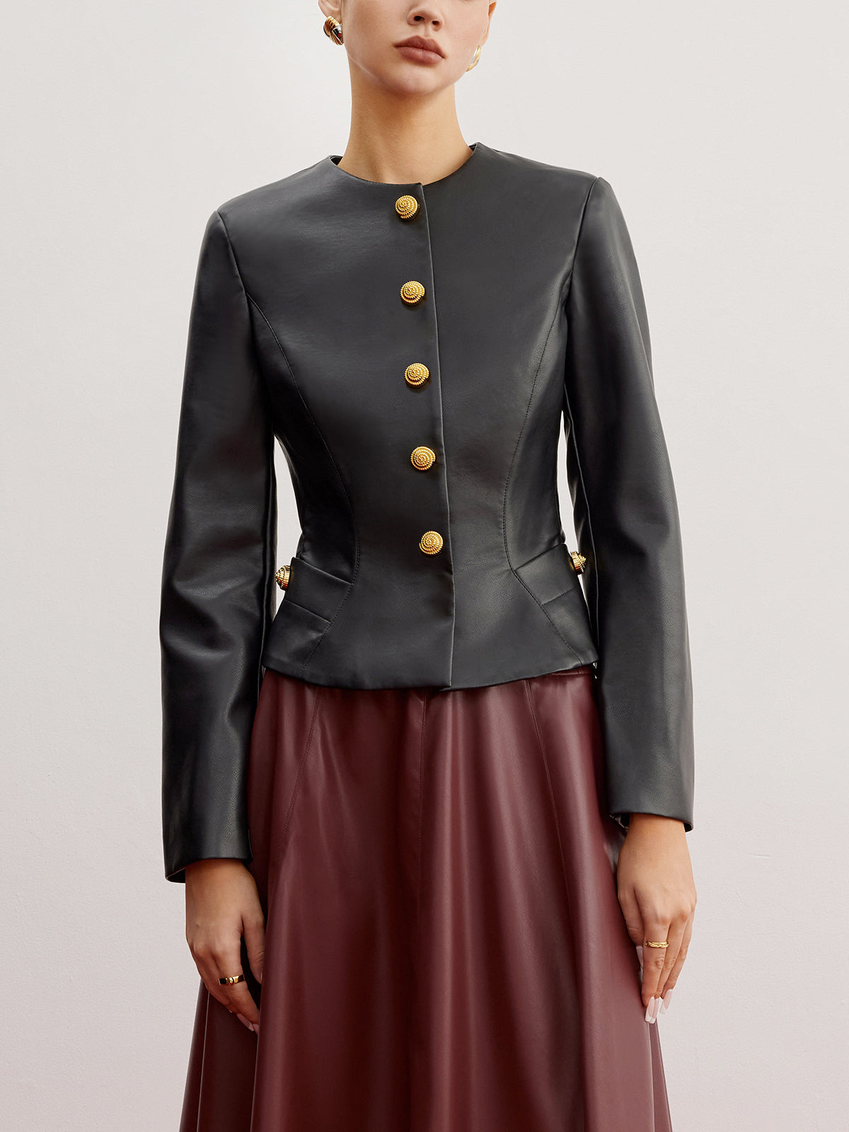 R&B | Kunstleder Slim Jacke