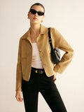 R&B | Kurze Jacke Im Wildlederlook Gerade Schnitt Cool und Zeitlos
