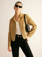 R&B | Kurze Jacke Im Wildlederlook Gerade Schnitt Cool und Zeitlos