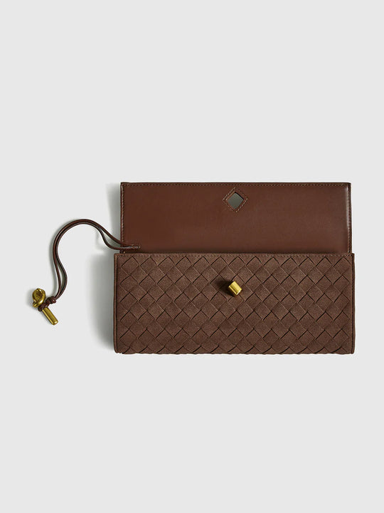 R&B | Elegante Braune Gewebte Clutch