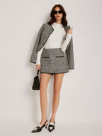 R&B | Trim Plaid Knopfjacke