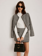 R&B | Trim Plaid Knopfjacke