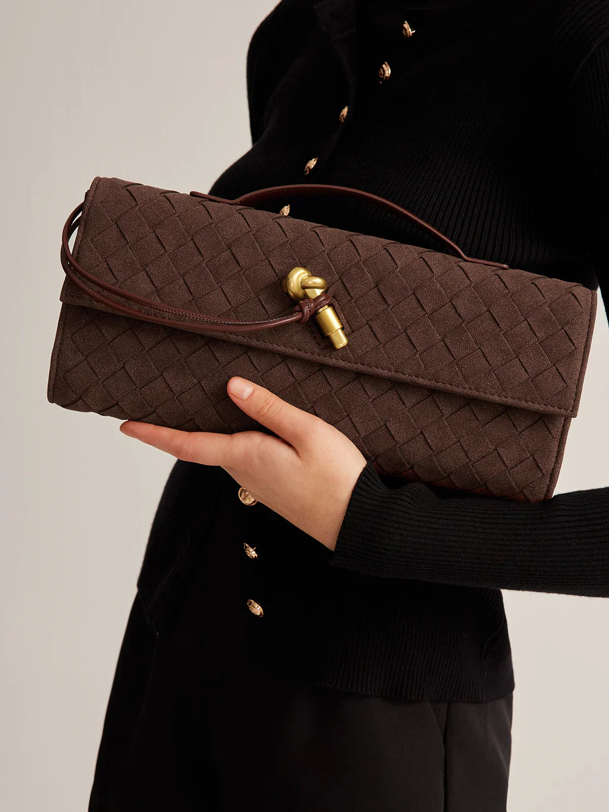 R&B | Elegante Braune Gewebte Clutch