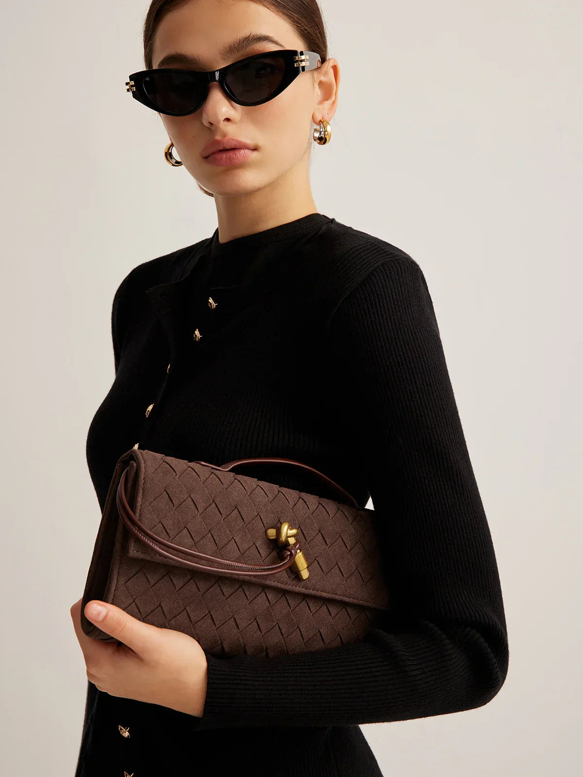 R&B | Elegante Braune Gewebte Clutch