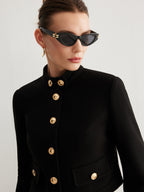 R&B | Kragenknopf Tweed Kurze Jacke
