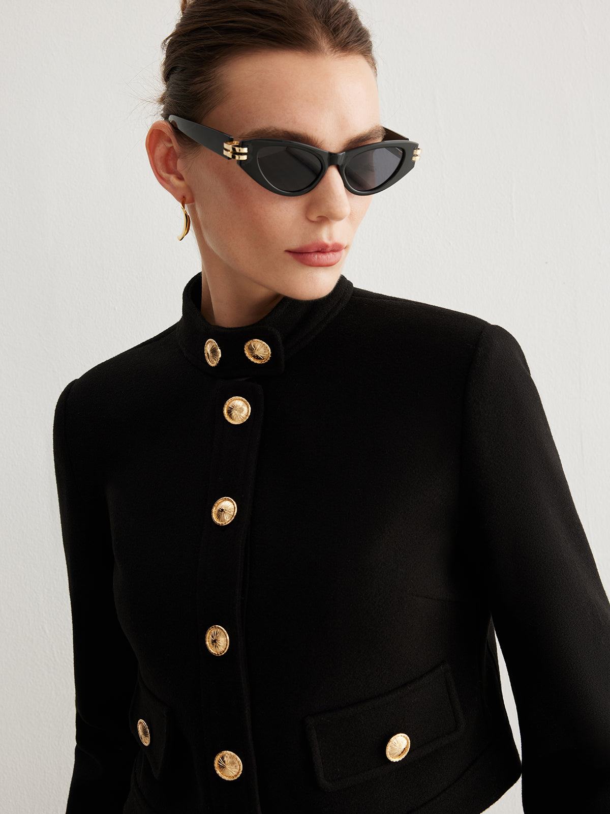 R&B | Kragenknopf Tweed Kurze Jacke