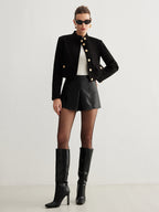 R&B | Kragenknopf Tweed Kurze Jacke