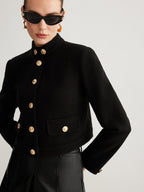 R&B | Kragenknopf Tweed Kurze Jacke