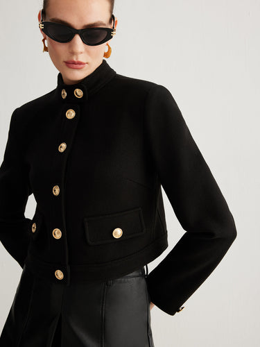 R&B | Kragenknopf Tweed Kurze Jacke