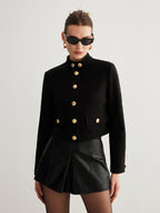 R&B | Kragenknopf Tweed Kurze Jacke