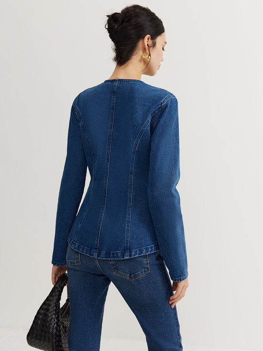 R&B | Daunen Denim Slim Jacke