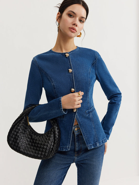 R&B | Daunen Denim Slim Jacke