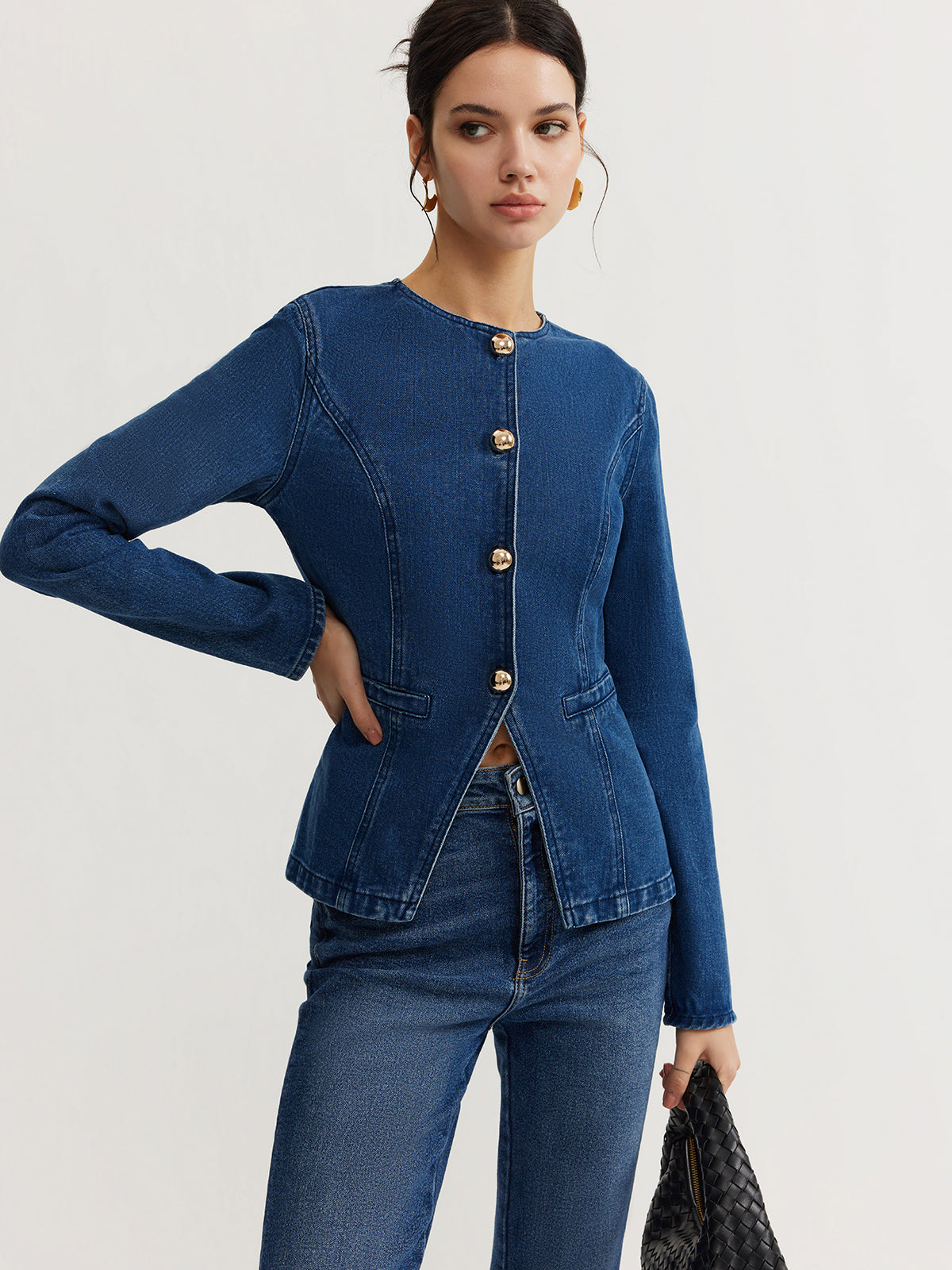 R&B | Daunen Denim Slim Jacke