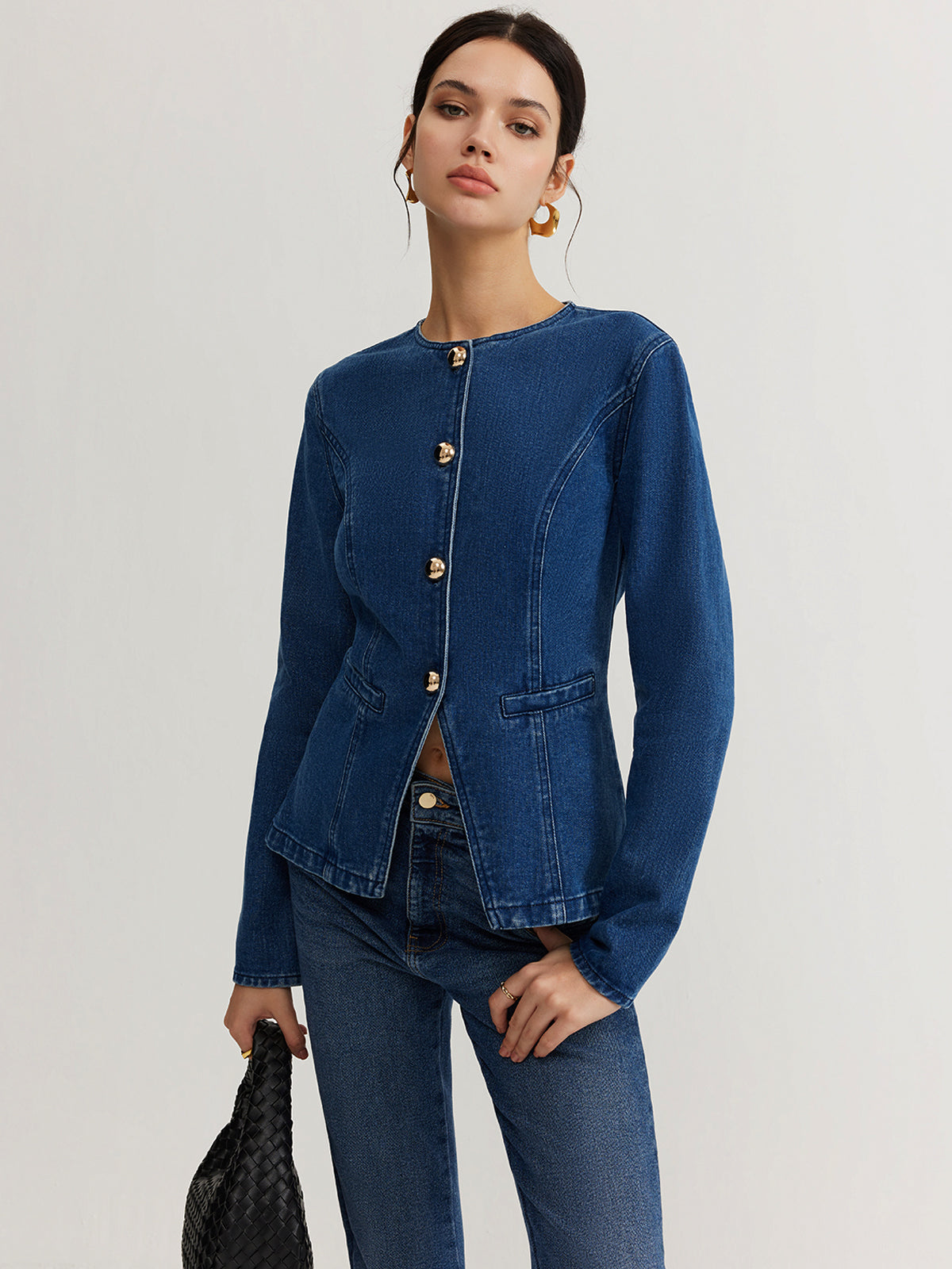 R&B | Daunen Denim Slim Jacke