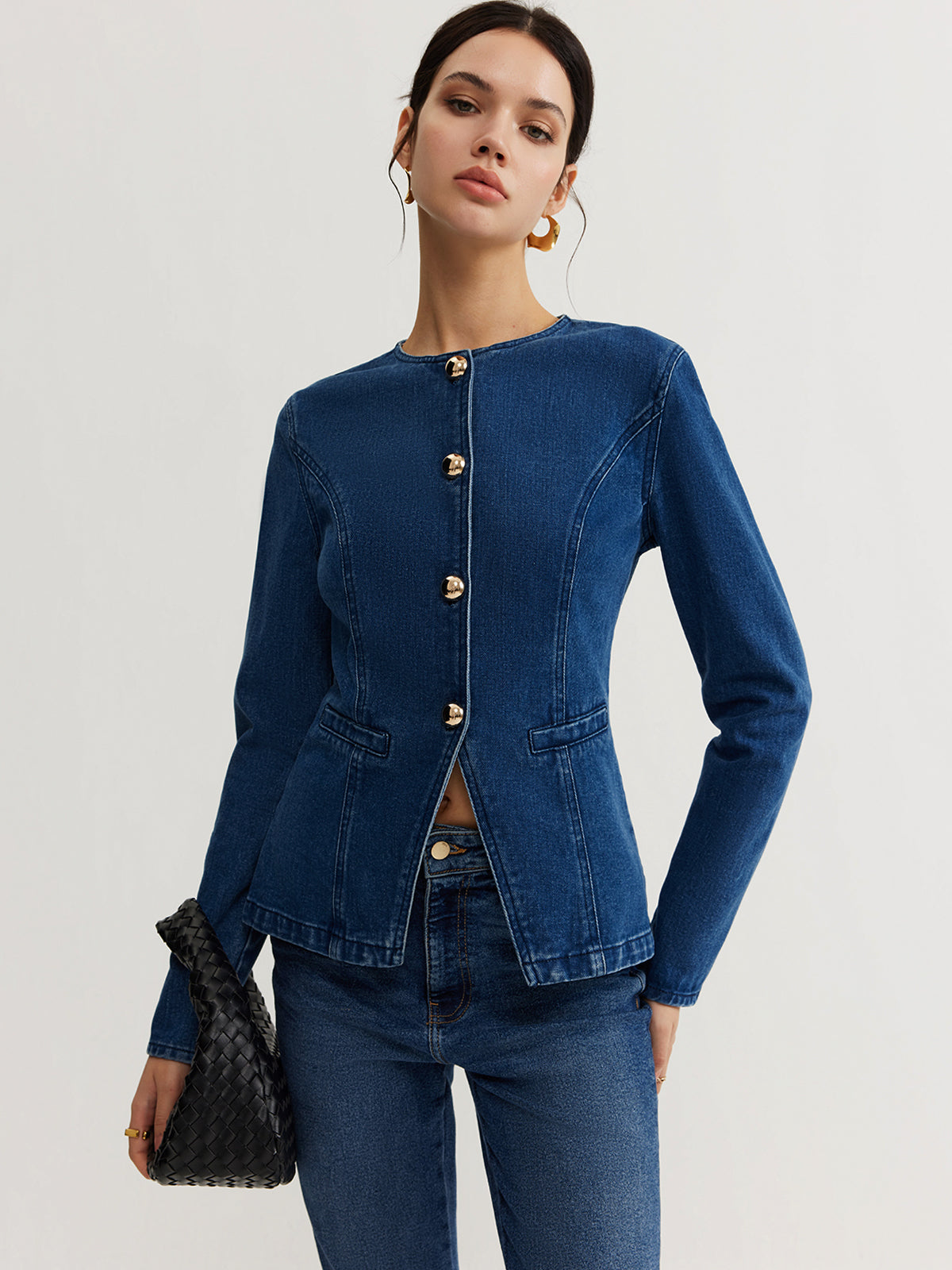 R&B | Daunen Denim Slim Jacke