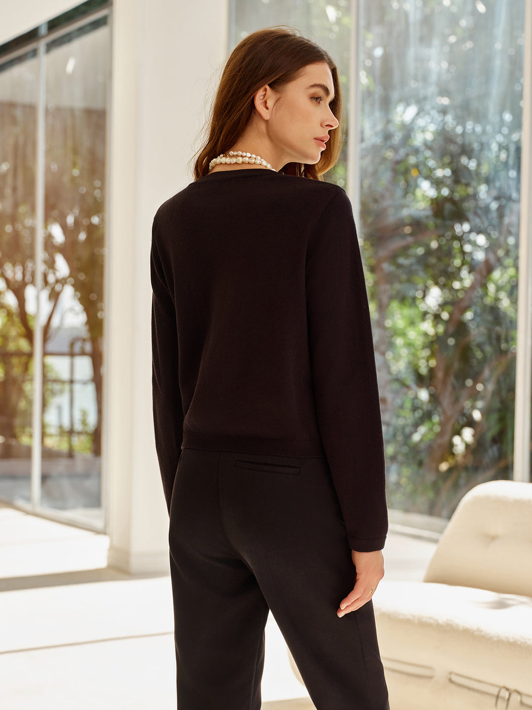 R&B | Cardigan mit Dekorativen Knöpfen und Taschen Rundhals Elegant und Klassisch