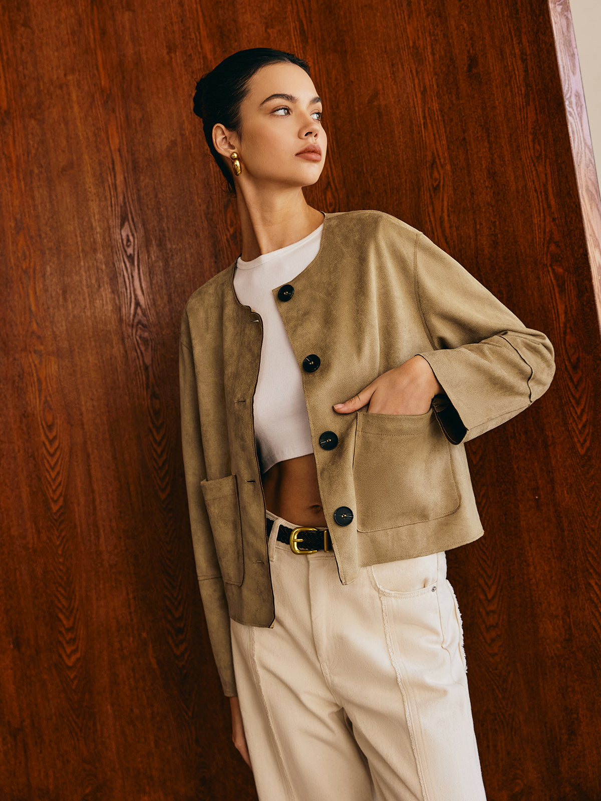R&B | Taschenbreasted Wildlederjacke