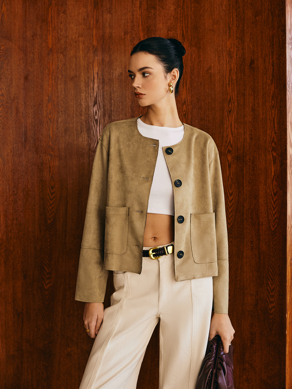 R&B | Taschenbreasted Wildlederjacke