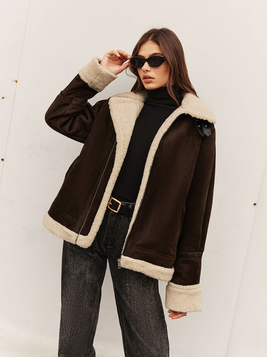 R&B | Vintage Fleece Jacke Braun