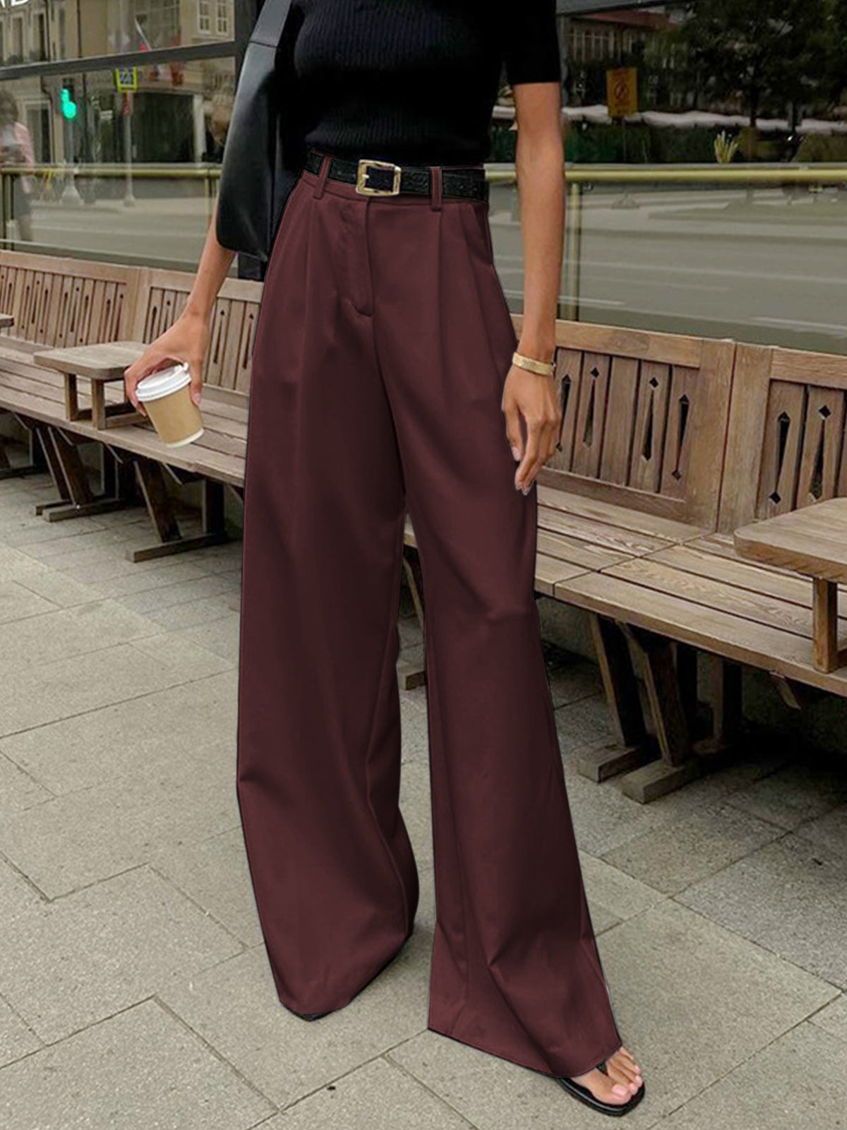 Heidi-Mode | Elegante Hose mit Weitem Bein Ohne Gürtel