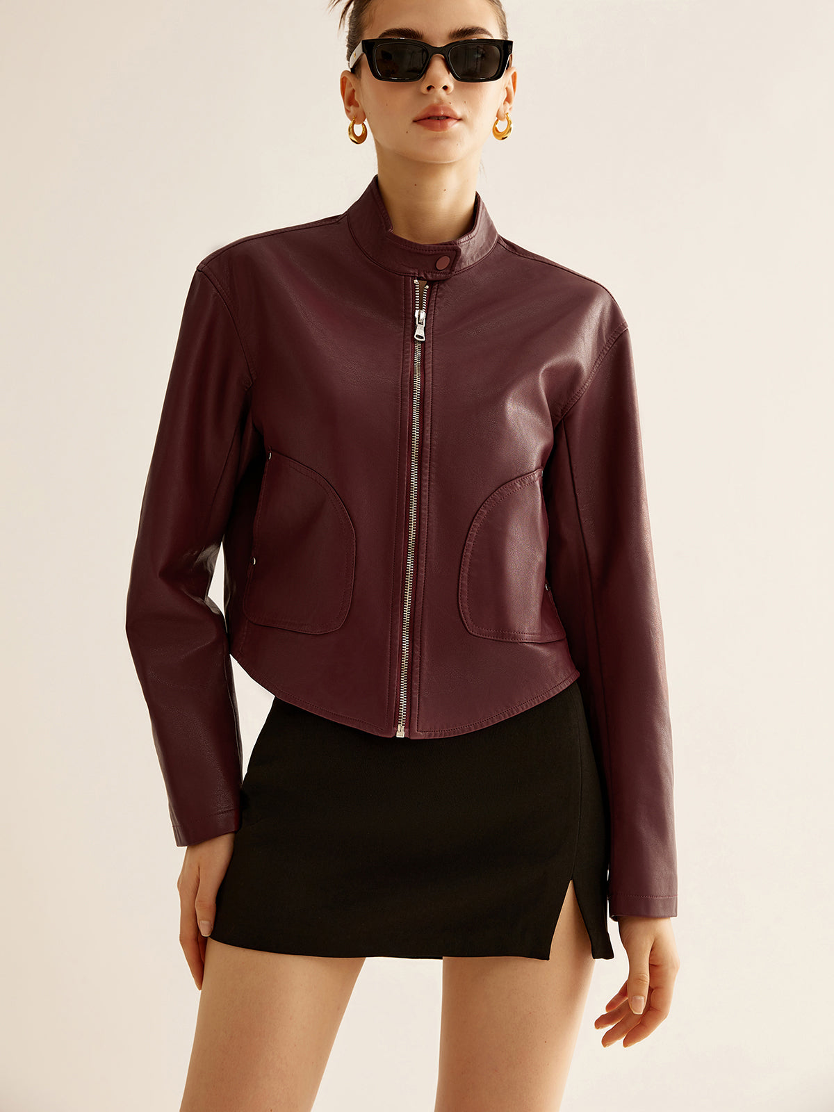 R&B | Reißverschluss Kunstlederjacke