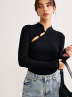 R&B | Langarmige Bluse mit Einzigartigem Ausschnitt Baumwollmischung Modern und Elegant