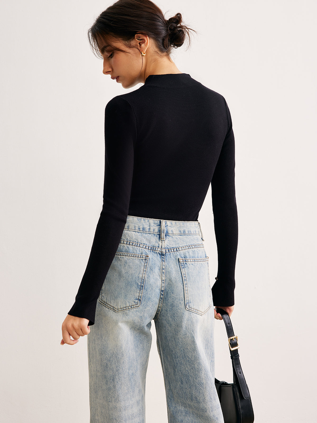 R&B | Langarmige Bluse mit Einzigartigem Ausschnitt Baumwollmischung Modern und Elegant