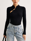 R&B | Langarmige Bluse mit Einzigartigem Ausschnitt Baumwollmischung Modern und Elegant