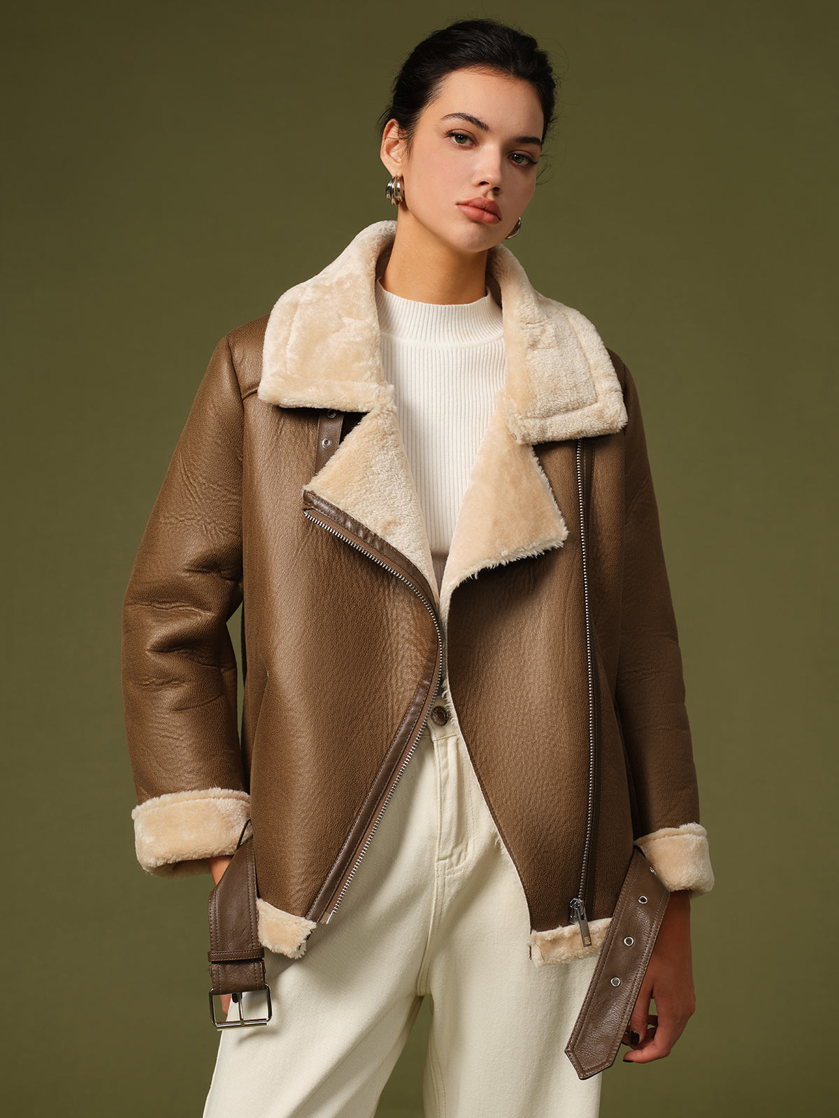 R&B | Gürtelige weiche Fleecejacke