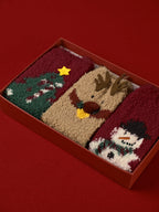 R&B | 3er Pack Weihnachts-Korallenvelours-Socken mit Box