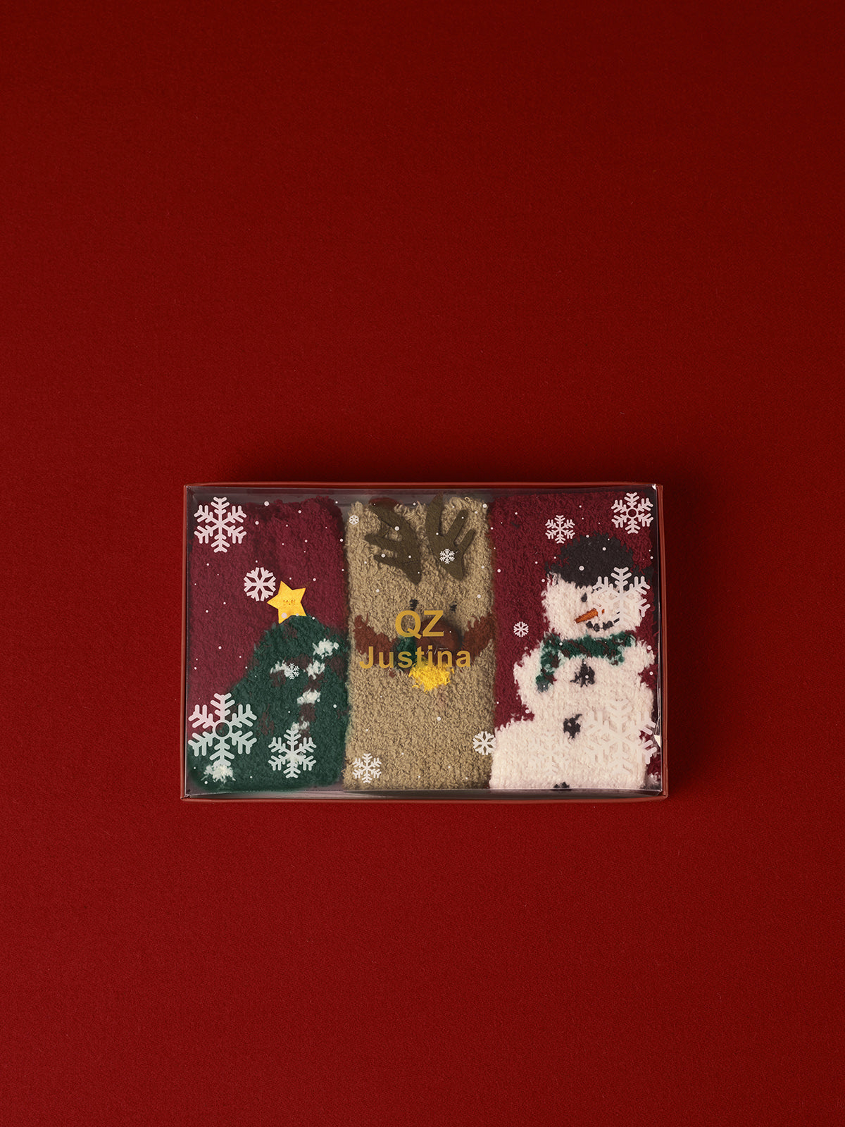 R&B | 3er Pack Weihnachts-Korallenvelours-Socken mit Box