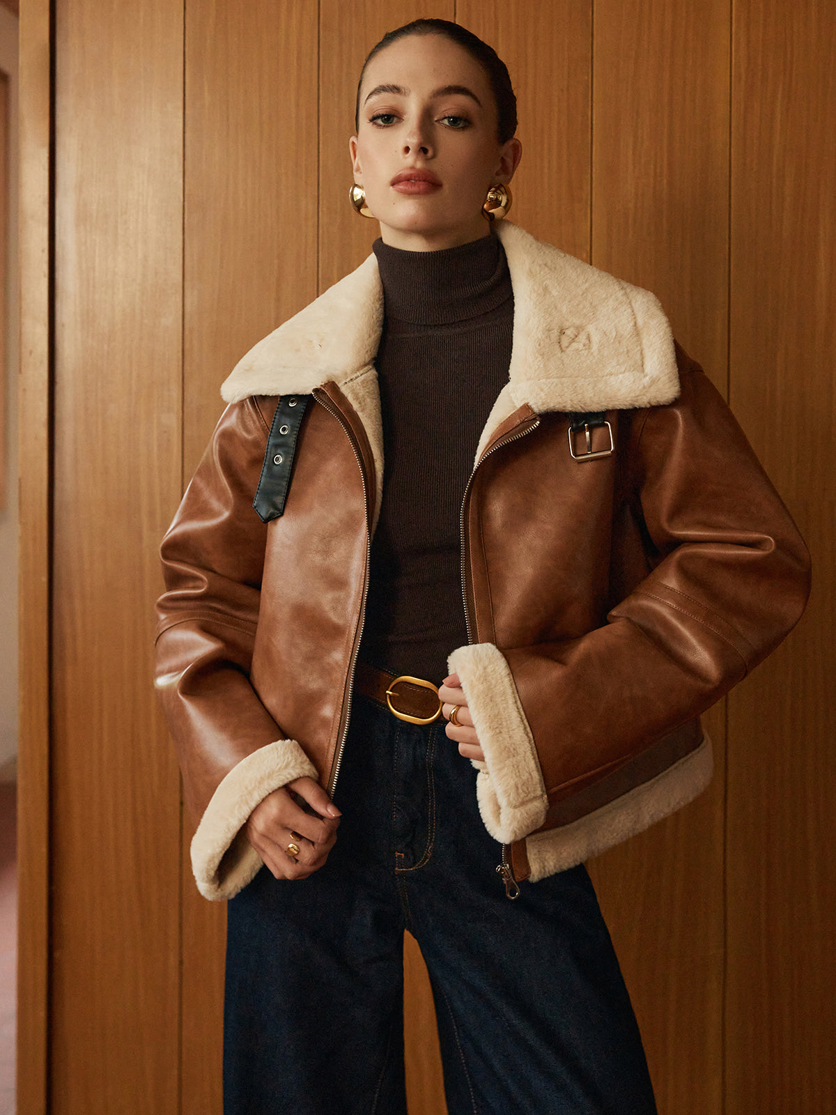 R&B | Kunstleder Reißverschlussjacke