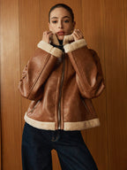 R&B | Kunstleder Reißverschlussjacke