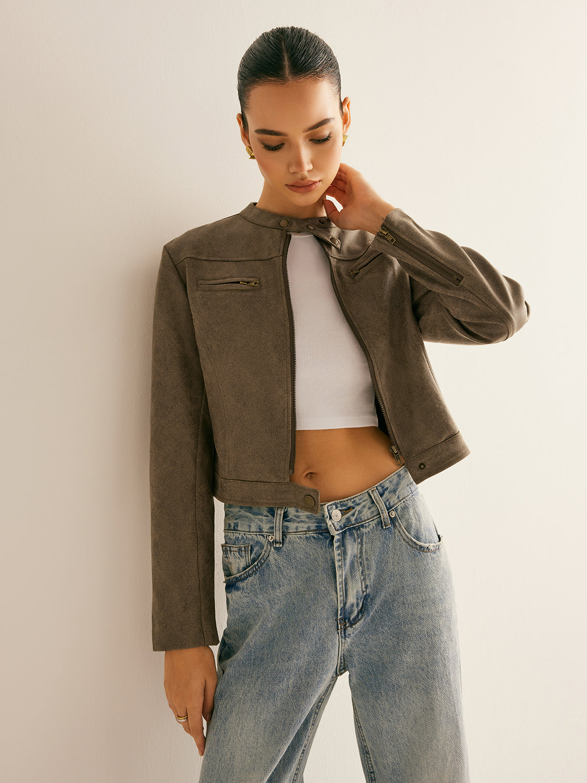 R&B | Knopfkragen Reißverschlussjacke
