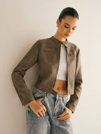 R&B | Knopfkragen Reißverschlussjacke
