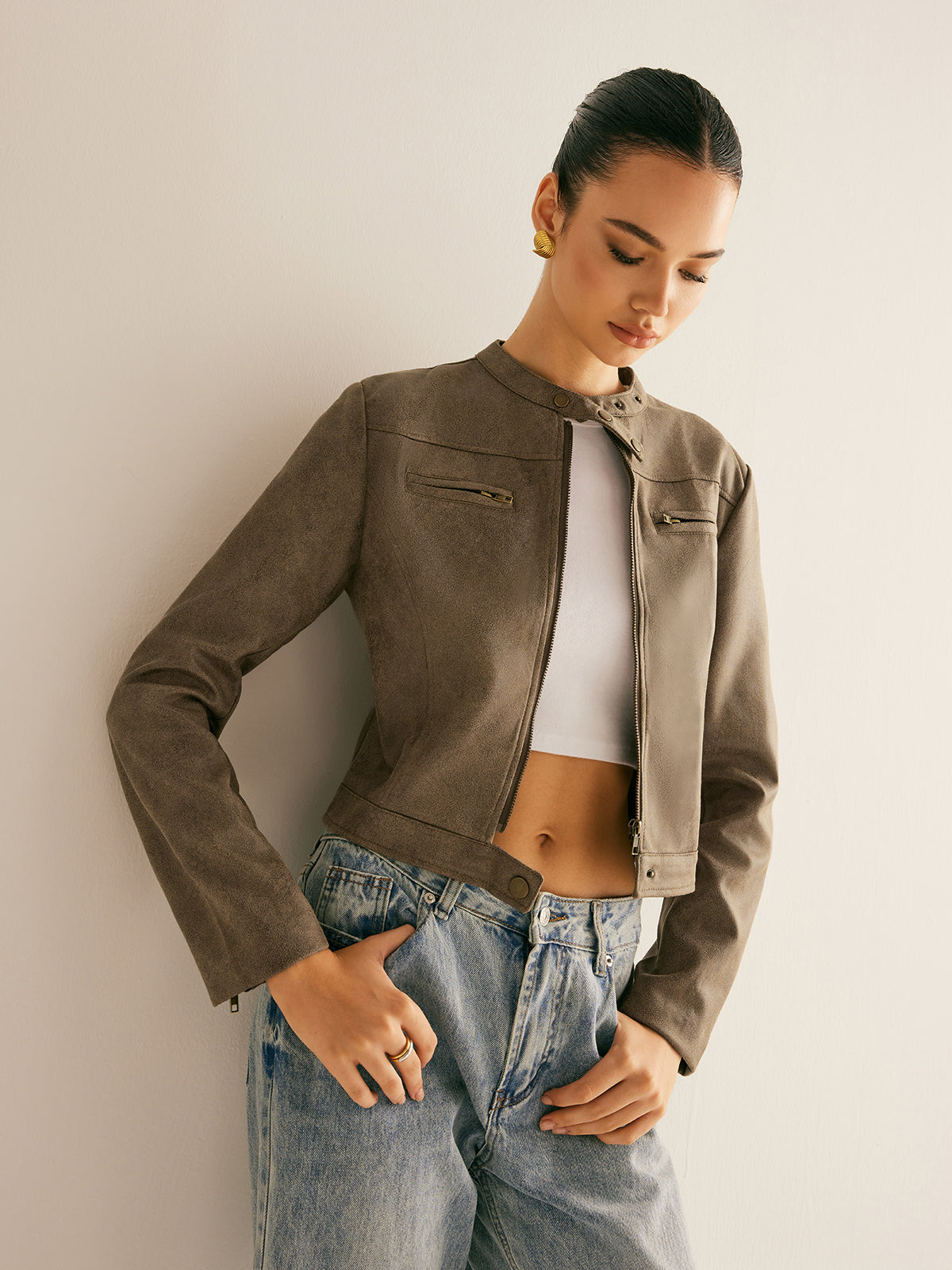 R&B | Knopfkragen Reißverschlussjacke