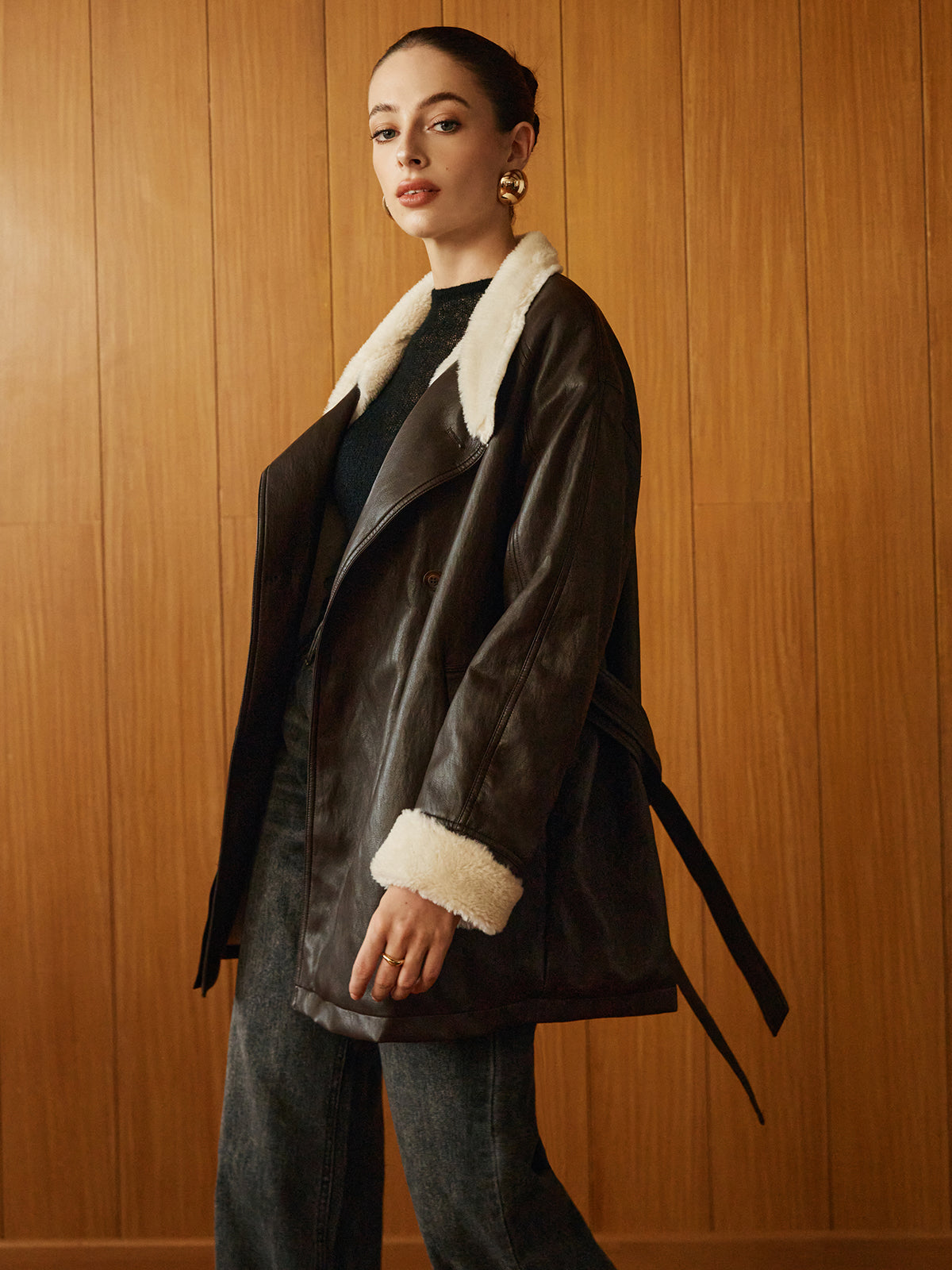 R&B | PU-Leder Gurtjacke